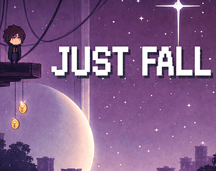 Just Fall — a character perched on a ledge beneath a starry night sky